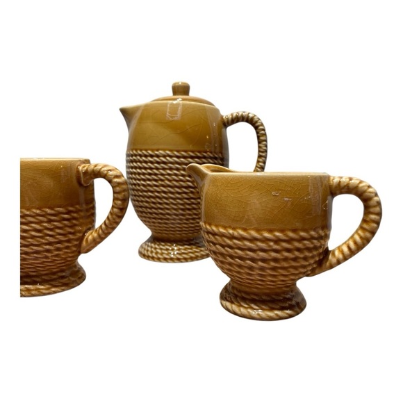 Vintage Mid Century Ceramic Rope Designed Tea Service - Picture 2 of 6